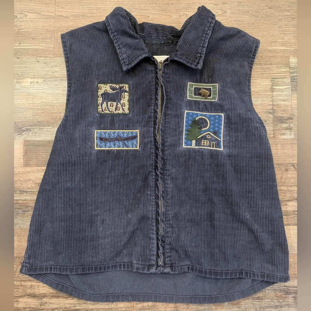 Vintage Christopher & Banks Northwoods Corduroy Vest Cabincore Outdoors Sz Large